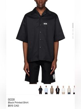 GCDS Black Short-Sleeve Collared Button Shirt